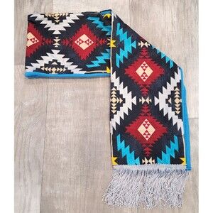 Unbranded Boho Southwestern Aztec Fringe Scarf 54x7.5 Shawl Wrap Canvas Colorful